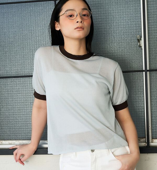 NOMINE「リンガー ニット Tシャツ」|Tシャツ・カットソー|サックスブルー