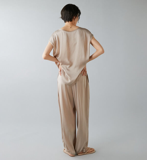 Liesse「サテンフレンチスリーブブラウス（セットアップ可）」|シャツ・ブラウス|