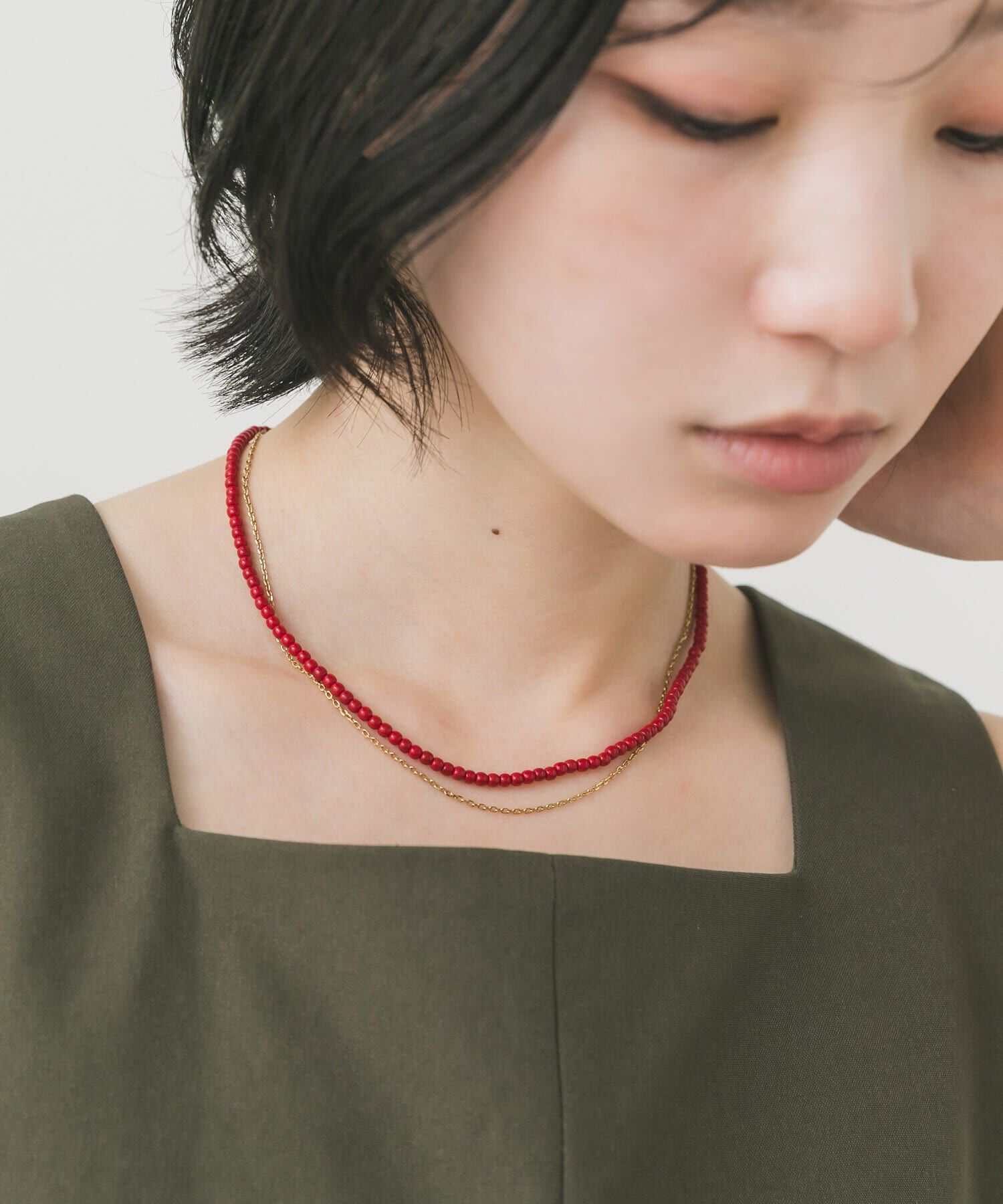 SMELLY「ステンレスカラービーズ2セットネックレス」|ネックレス|
