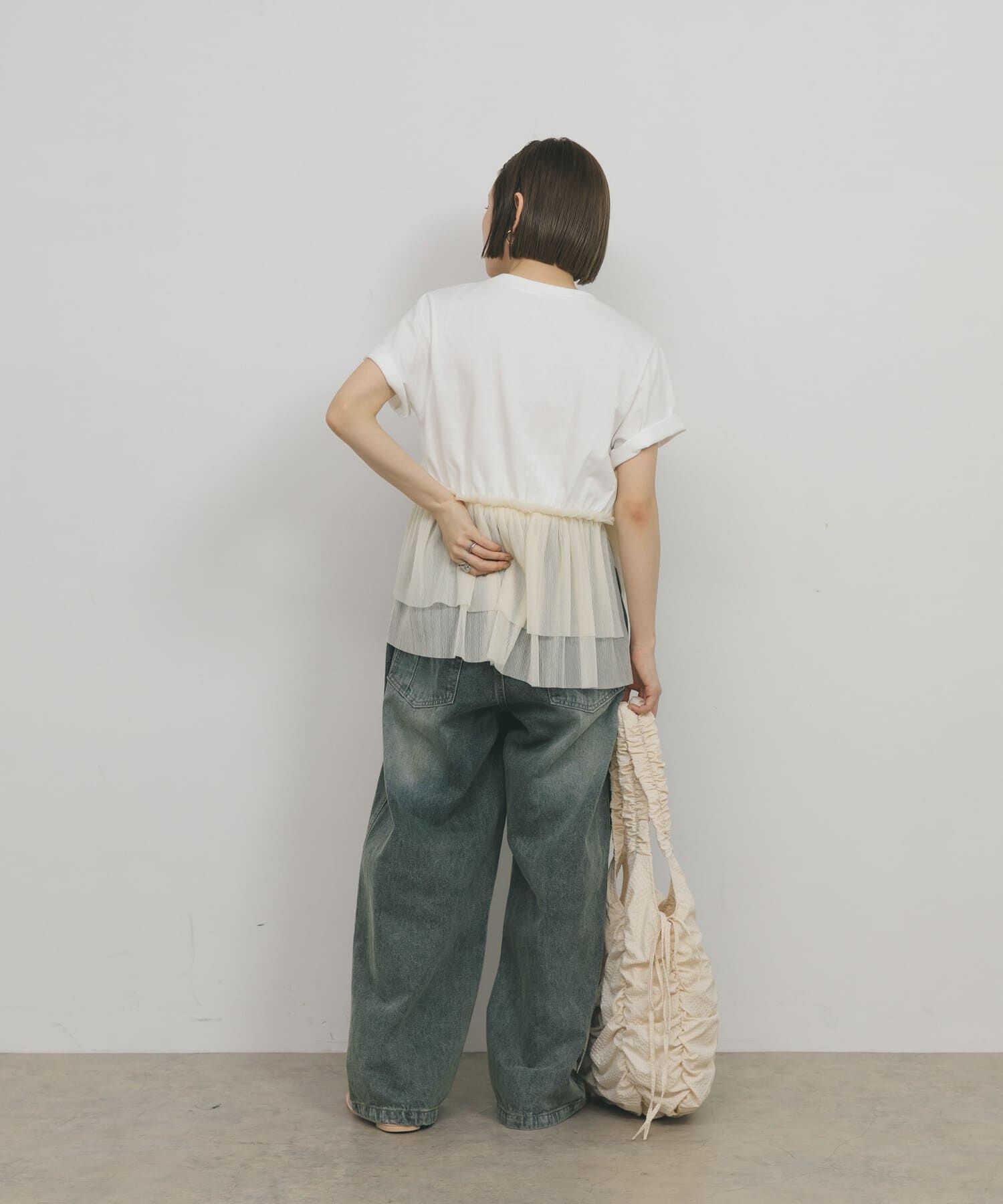  「アシメフリルドッキングTEE」|Tシャツ・カットソー|