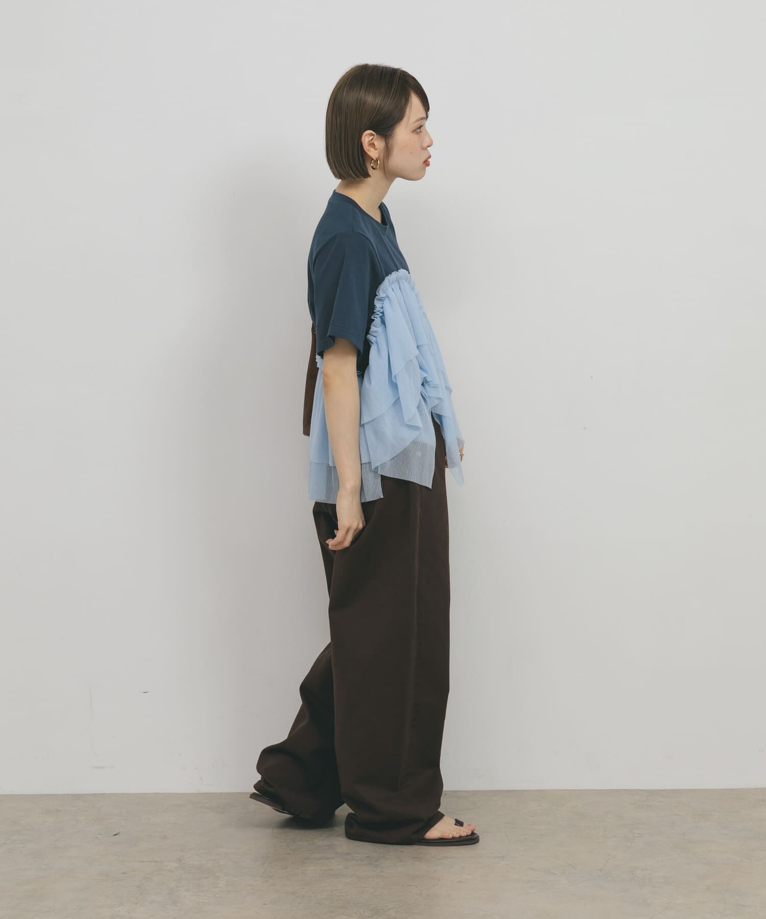  「アシメフリルドッキングTEE」|Tシャツ・カットソー|