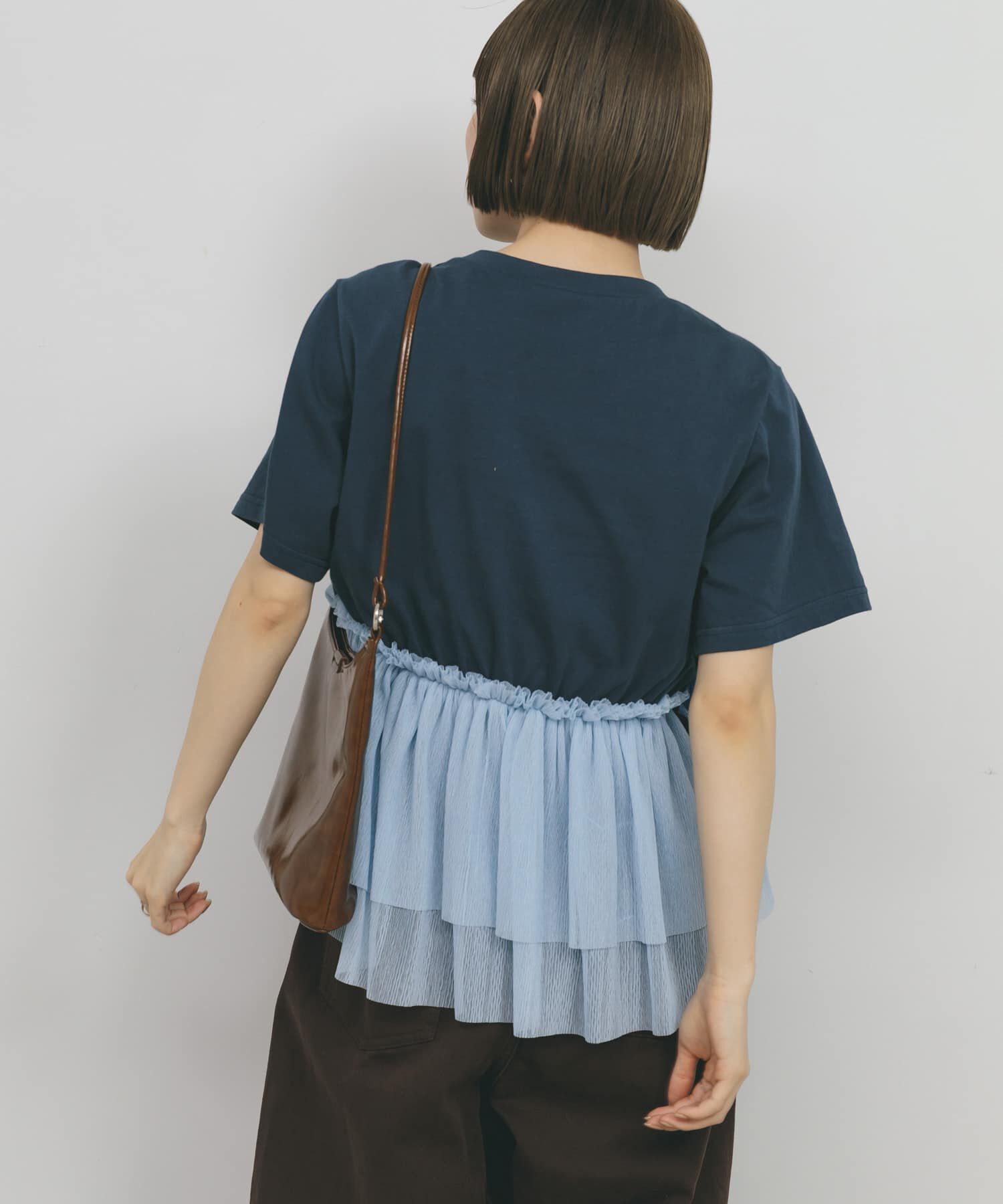  「アシメフリルドッキングTEE」|Tシャツ・カットソー|