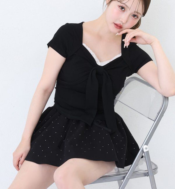  「【hinano企画】レース付きフロントリボンTee」|プルオーバー|