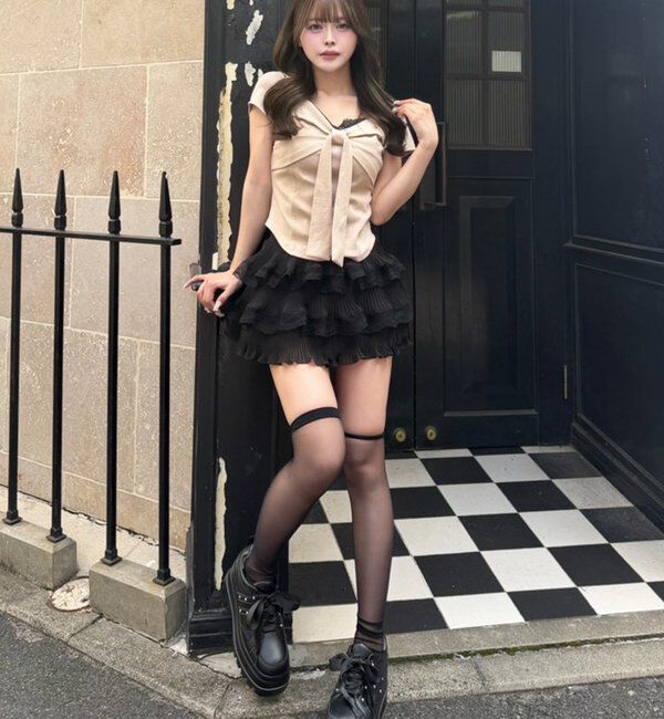  「【hinano企画】レース付きフロントリボンTee」|プルオーバー|