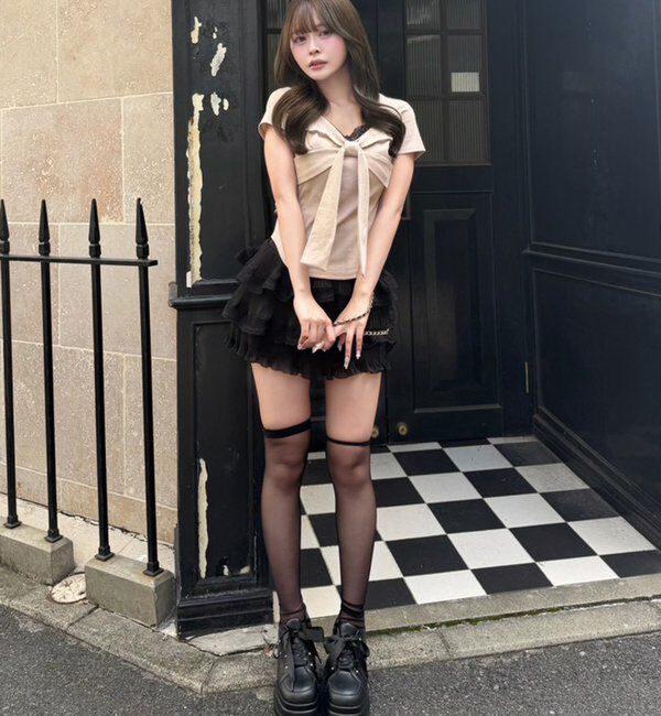  「【hinano企画】レース付きフロントリボンTee」|プルオーバー|