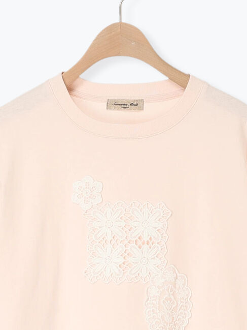 Samansa Mos2「【接触冷感】パーツレース貼りTシャツ」|Tシャツ・カットソー|