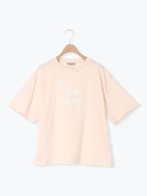 Samansa Mos2「【接触冷感】パーツレース貼りTシャツ」|Tシャツ・カットソー|
