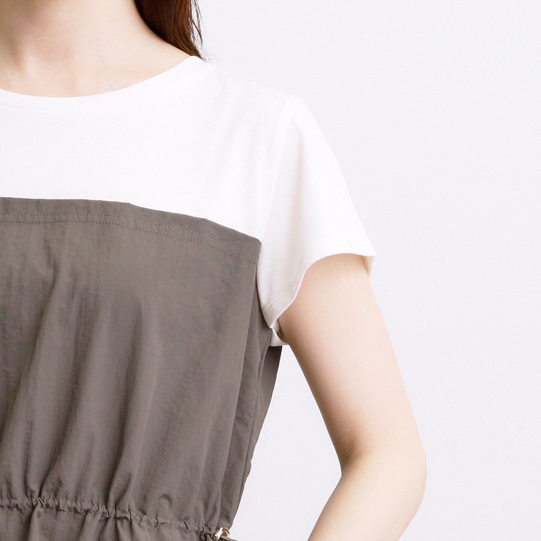 grove「【低身長さんも選べる着丈・洗濯機◎】1枚で旬顔！Tシャツドッキングドロストワンピース」|ワンピース|