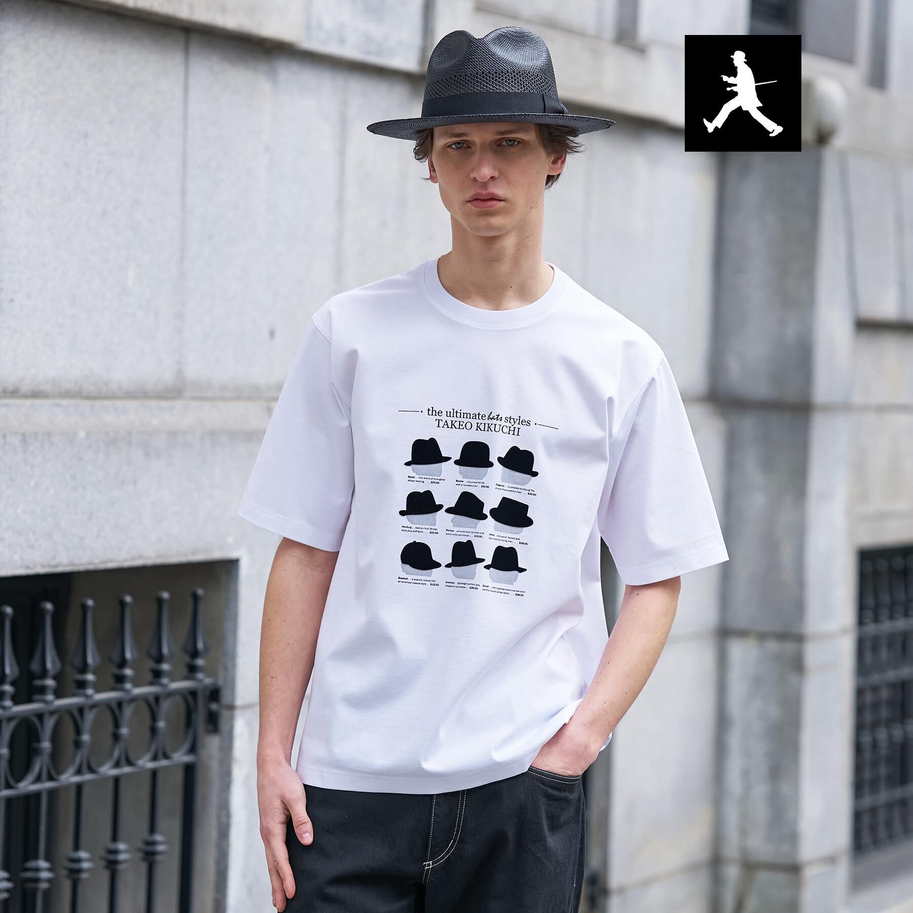TAKEO KIKUCHI「【BOWLER HAT LABEL】クールデオドラントジャージ ハットスタイルス 半袖Tシャツ」|Tシャツ・カットソー|ホワイト(001)