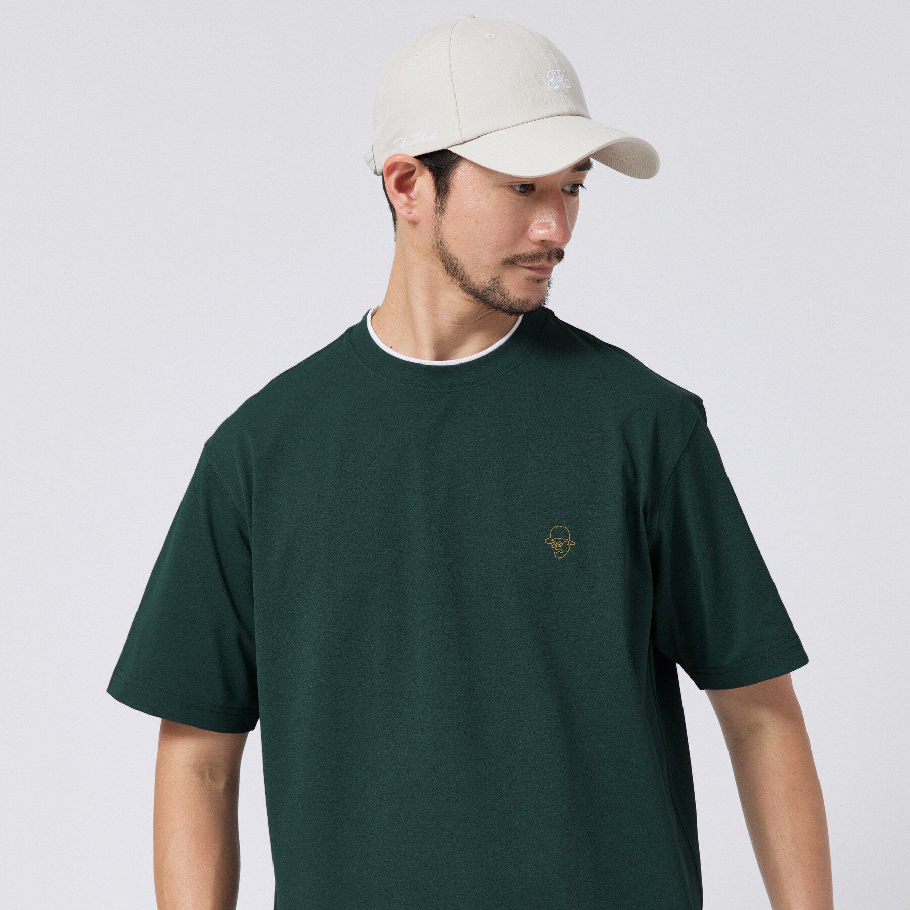 TAKEO KIKUCHI「【汗染み軽減/接触冷感】フェイクレイヤード ワンポイント刺繍Ｔシャツ」|Tシャツ・カットソー|