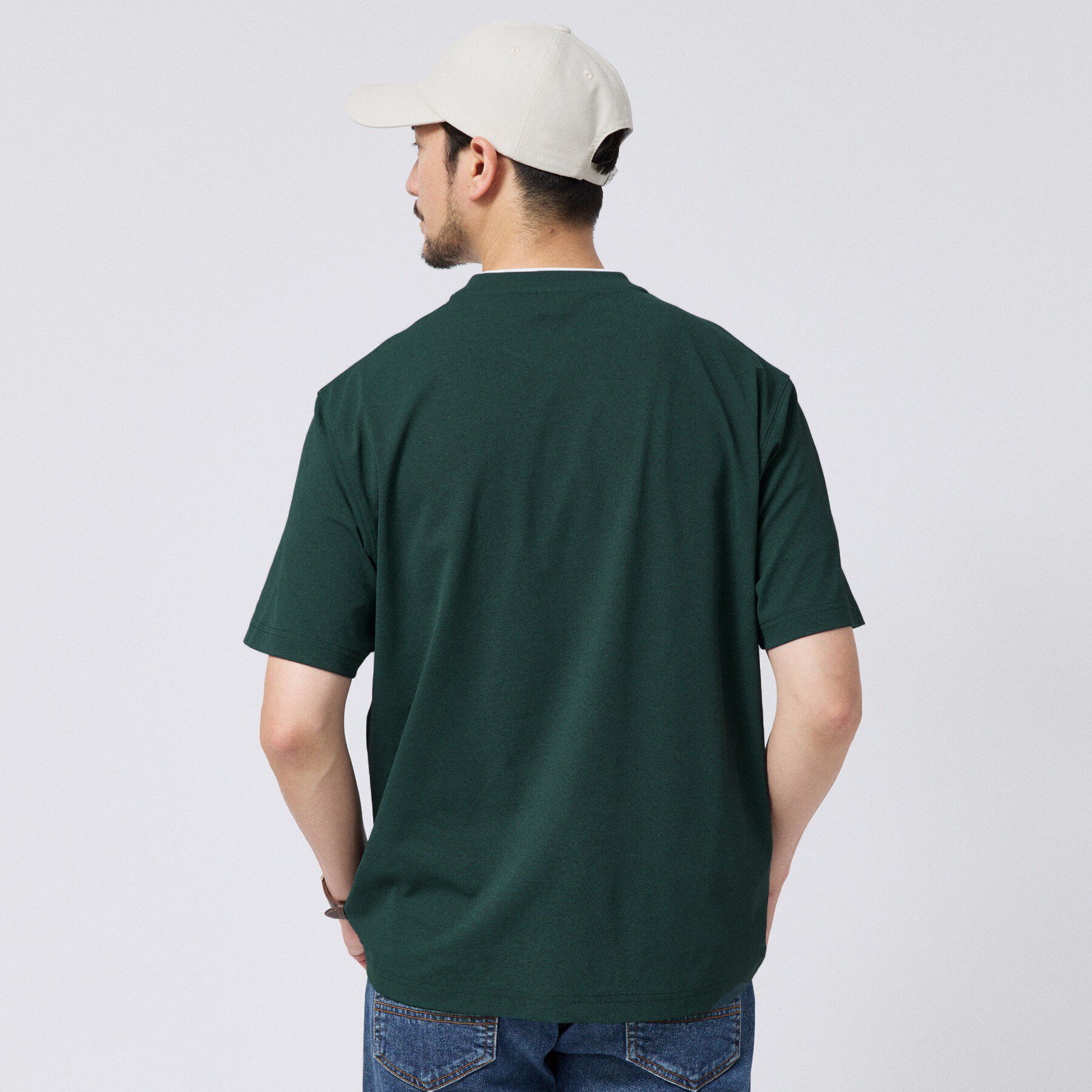 TAKEO KIKUCHI「【汗染み軽減/接触冷感】フェイクレイヤード ワンポイント刺繍Ｔシャツ」|Tシャツ・カットソー|
