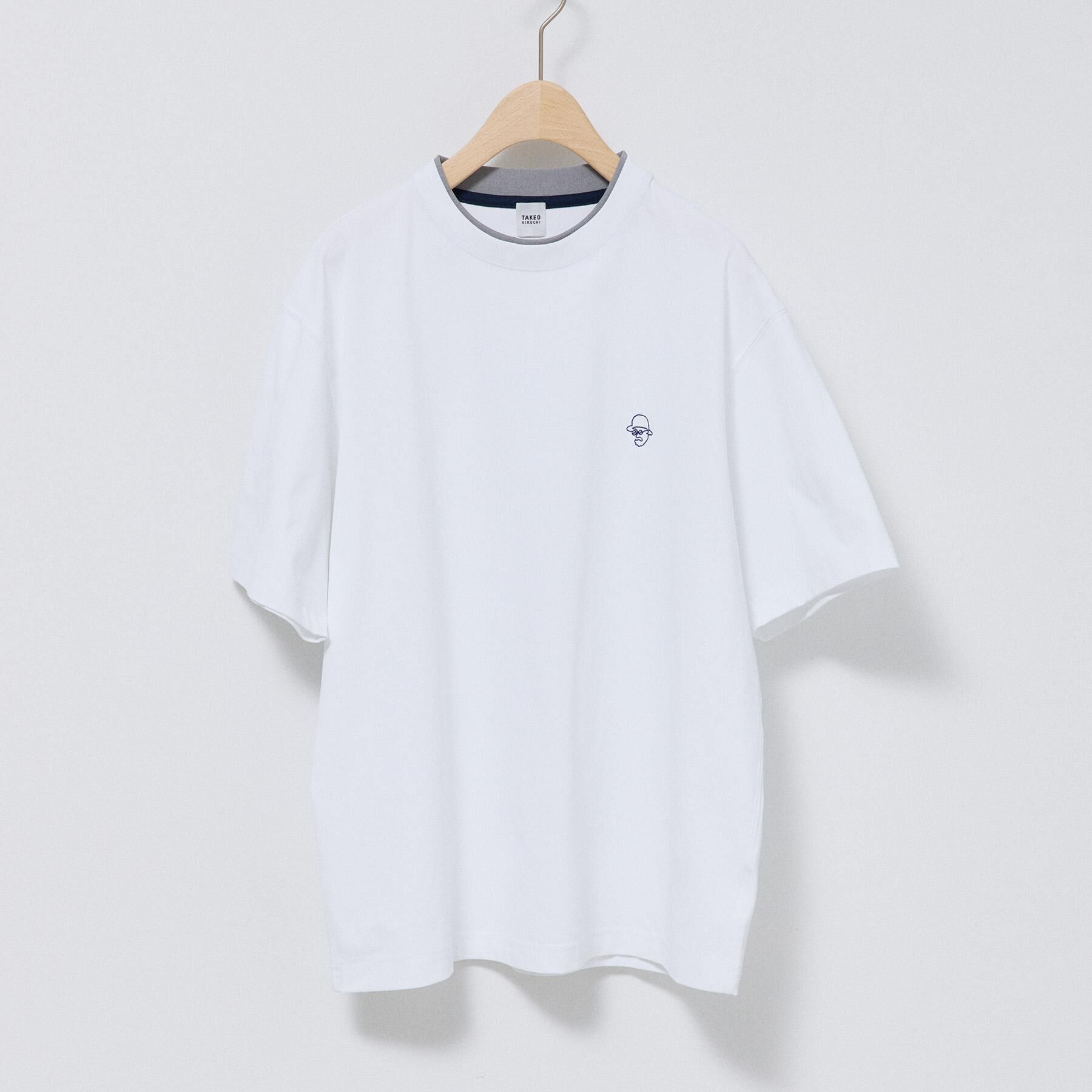 TAKEO KIKUCHI「【汗染み軽減/接触冷感】フェイクレイヤード ワンポイント刺繍Ｔシャツ」|Tシャツ・カットソー|