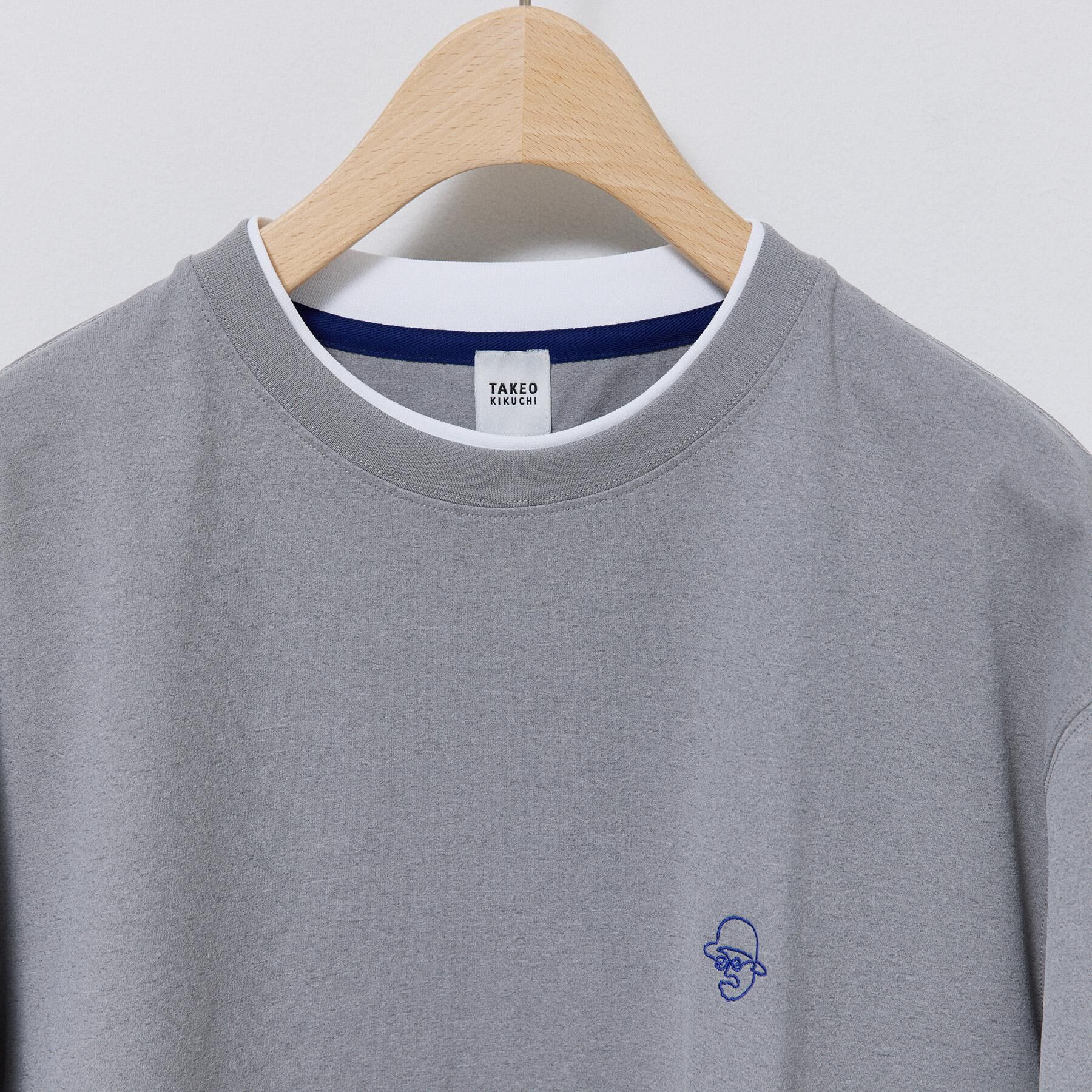 TAKEO KIKUCHI「【汗染み軽減/接触冷感】フェイクレイヤード ワンポイント刺繍Ｔシャツ」|Tシャツ・カットソー|