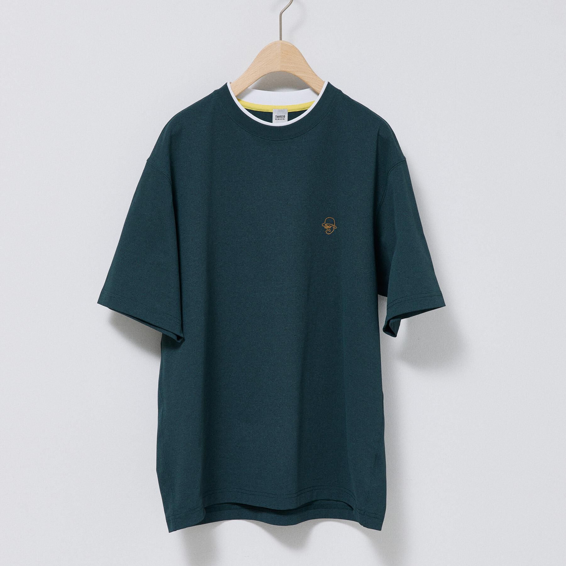 TAKEO KIKUCHI「【汗染み軽減/接触冷感】フェイクレイヤード ワンポイント刺繍Ｔシャツ」|Tシャツ・カットソー|