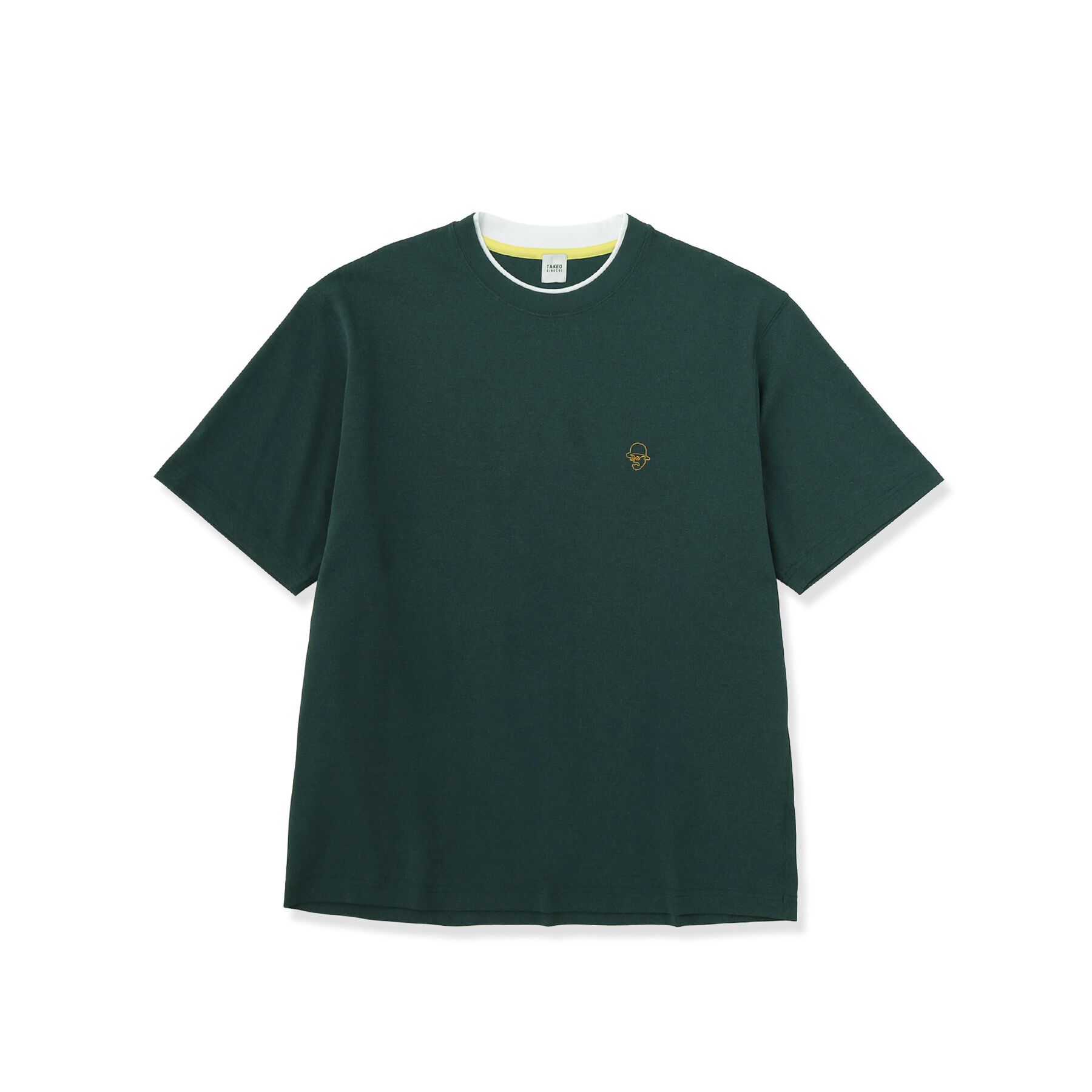 TAKEO KIKUCHI「【汗染み軽減/接触冷感】フェイクレイヤード ワンポイント刺繍Ｔシャツ」|Tシャツ・カットソー|