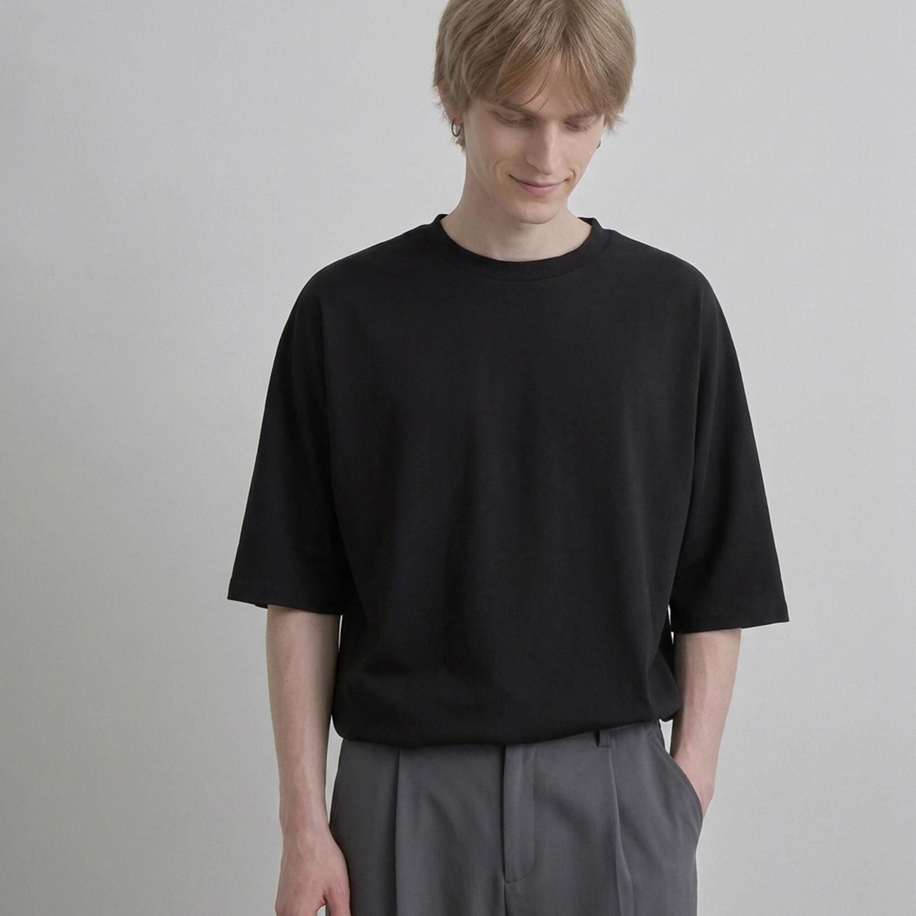 tk.TAKEO KIKUCHI「【汗シミ防止／UVカット】sweat stain proof series ドルマンTシャツ」|Tシャツ・カットソー|ブラック(019)