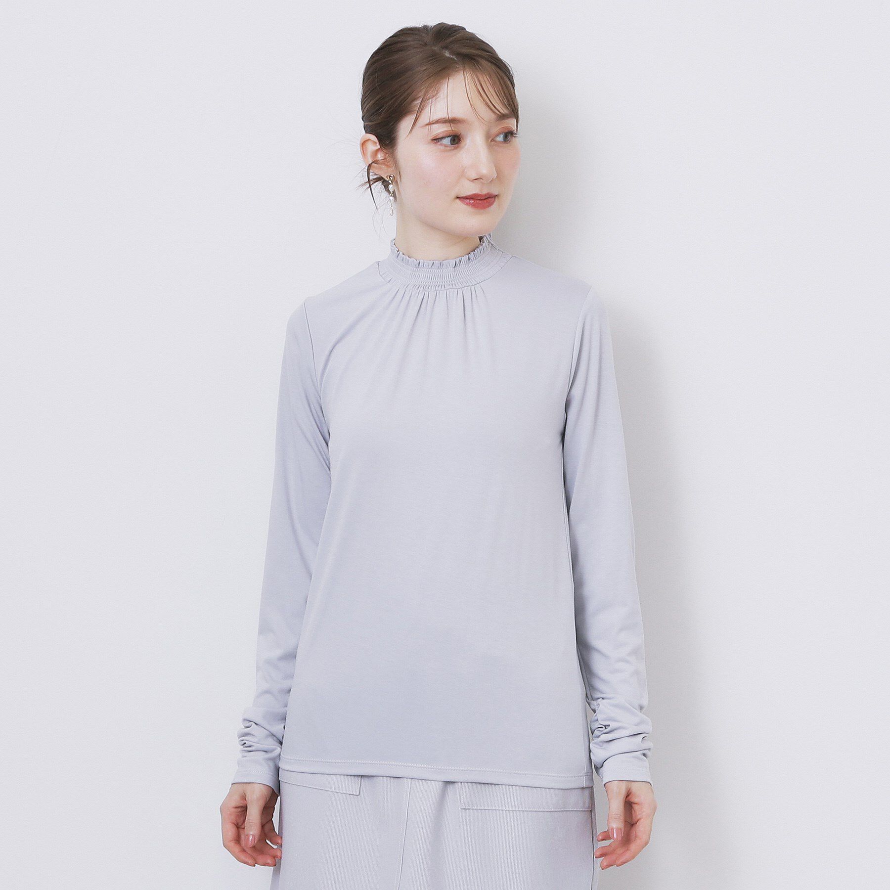 index「シャーリングデザイントップス【洗濯機OK／吸湿発熱】」|Tシャツ・カットソー|