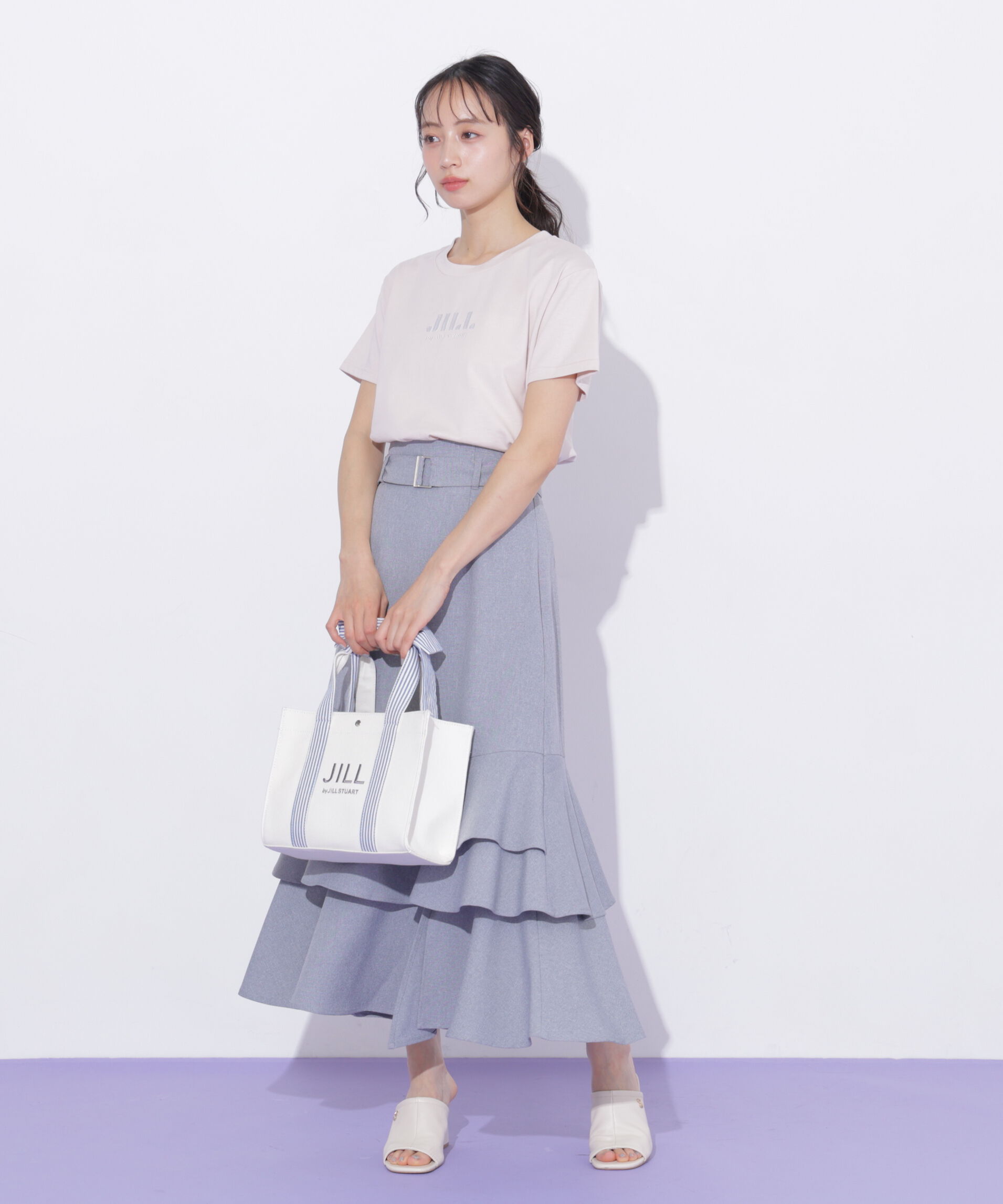  「ベルト付きアシメヘムスカート」|スカート|