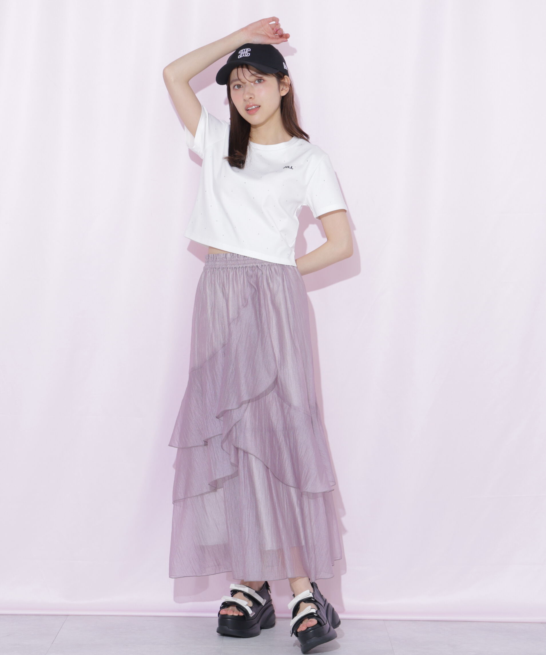  「縦ラッフルシアースカート」|スカート|