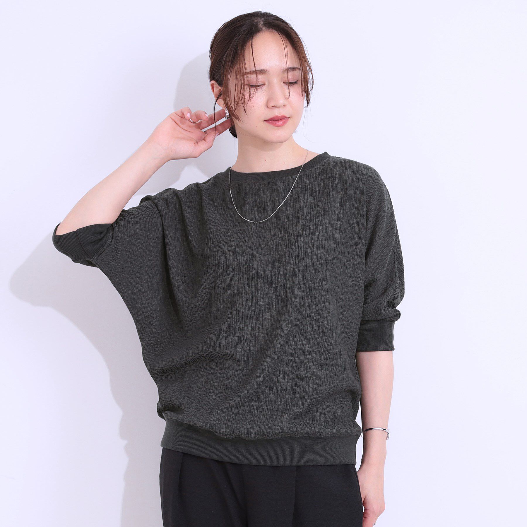 SHOO･LA･RUE「ゆるシルエットが心地よい リブドルマントップス」|Tシャツ・カットソー|