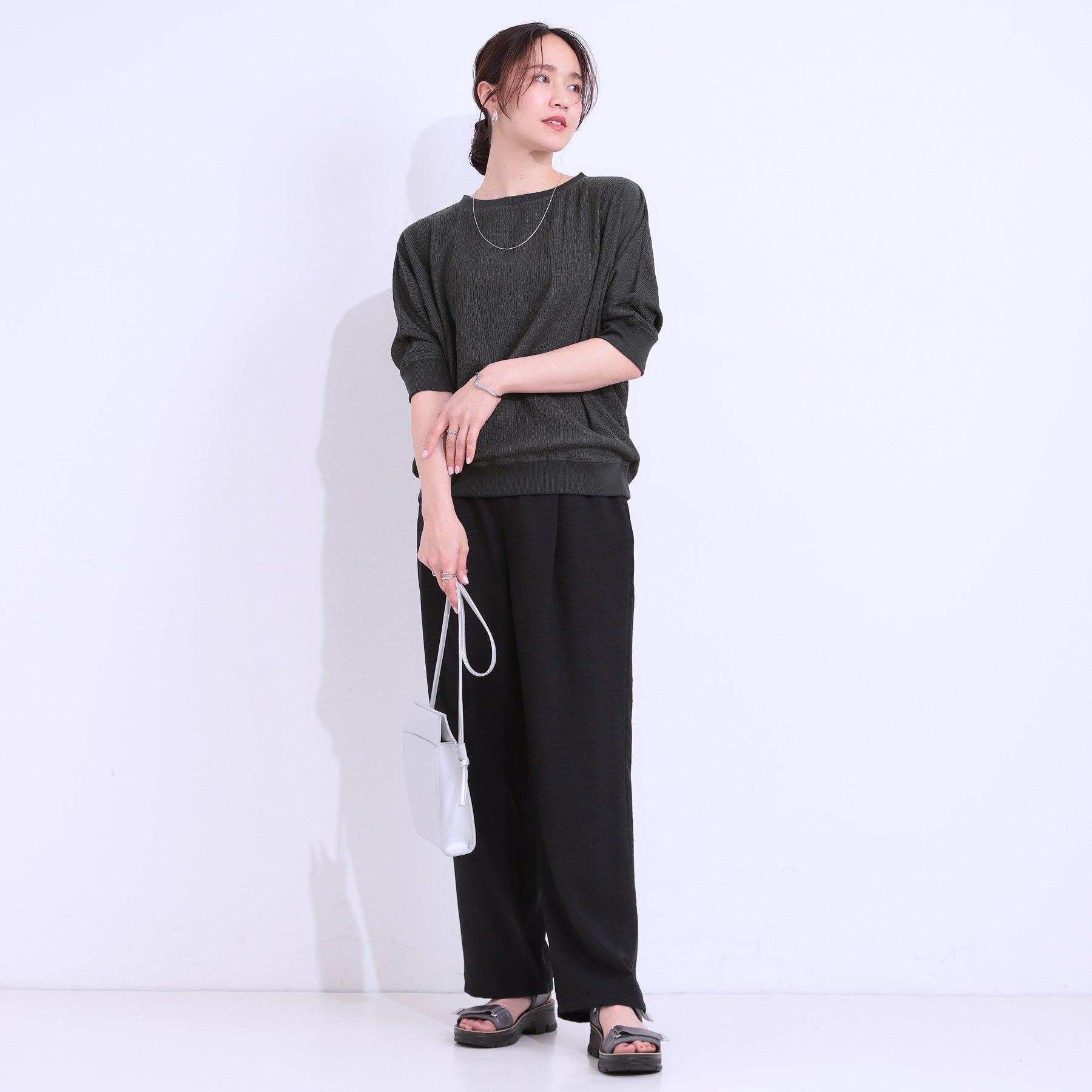SHOO･LA･RUE「ゆるシルエットが心地よい リブドルマントップス」|Tシャツ・カットソー|