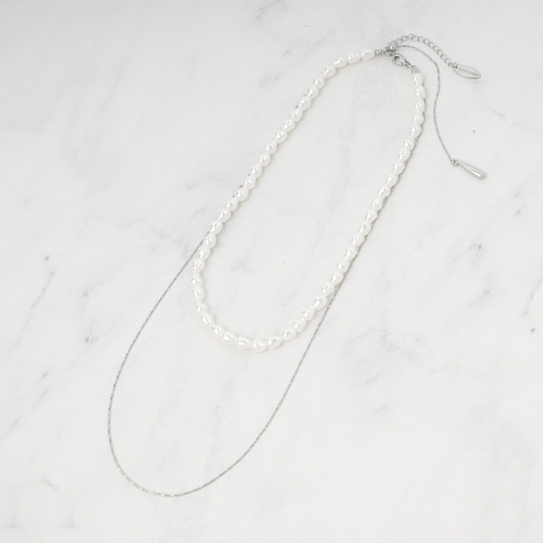 SHOO･LA･RUE「【3WAY】フェイクパールネックレス」|ネックレス|シルバー(006)