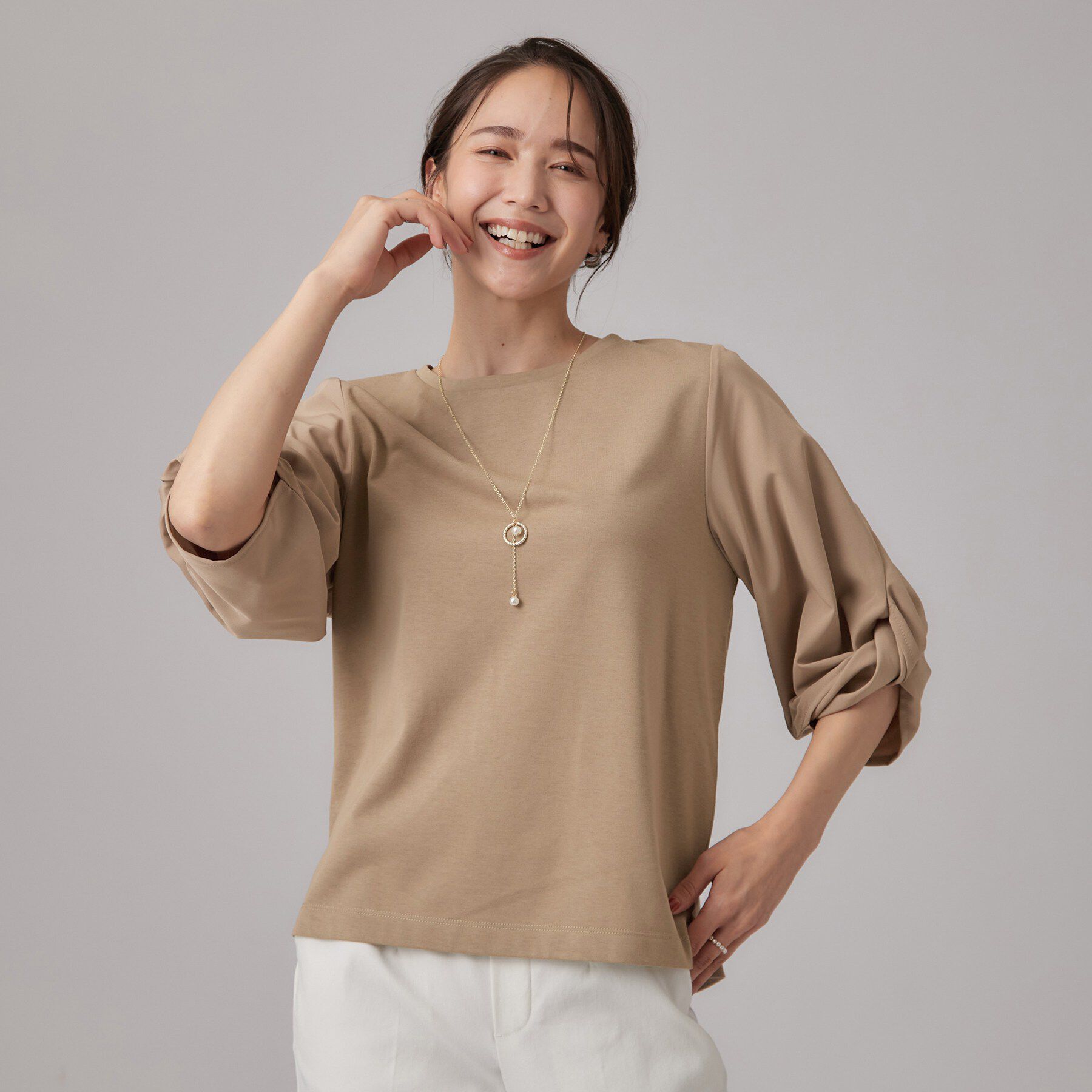 SHOO･LA･RUE「ON・OFF大活躍ツイストスリーブトップス」|Tシャツ・カットソー|
