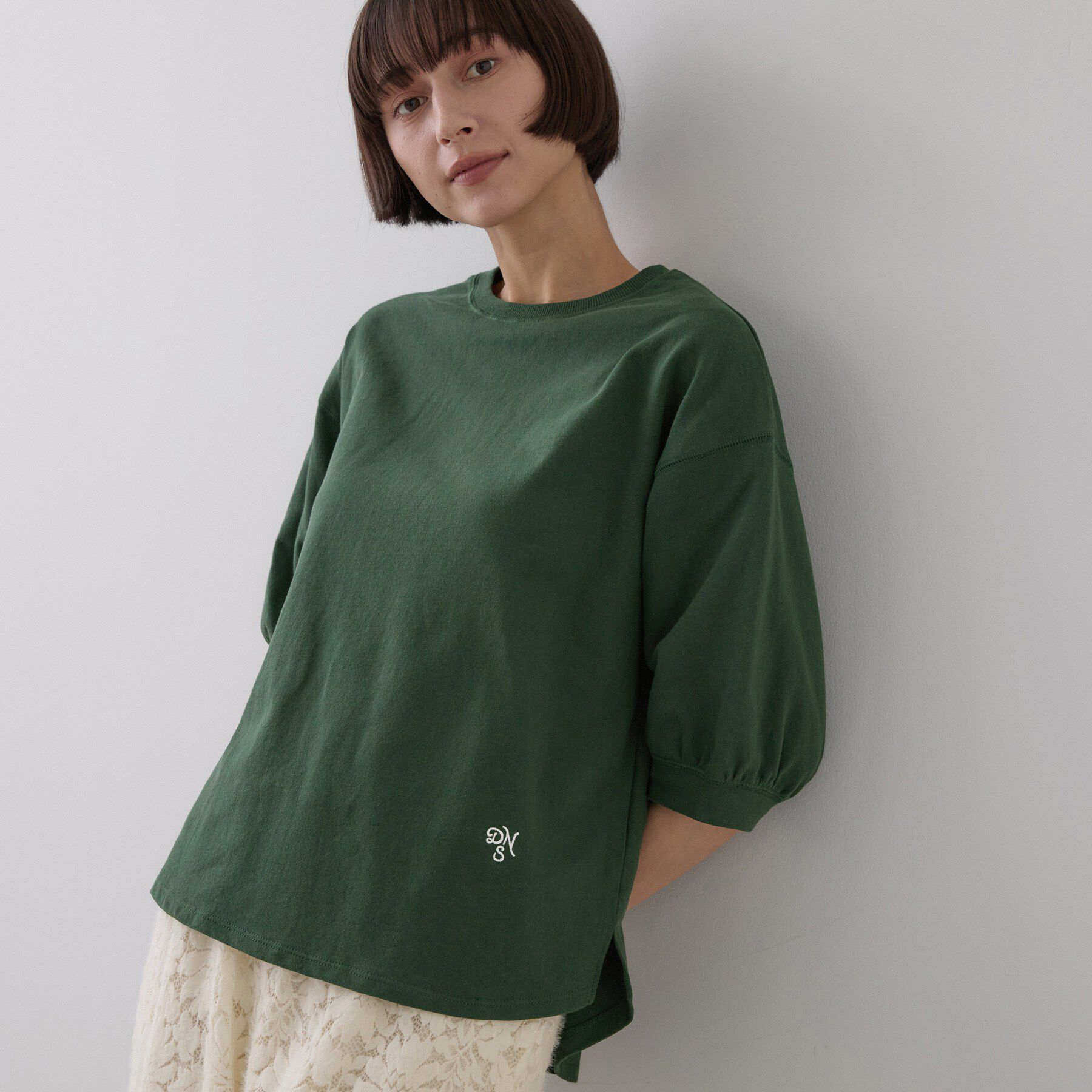 Dessin「バックヘンリーカットソー5分袖」|Tシャツ・カットソー|グリーン(024)