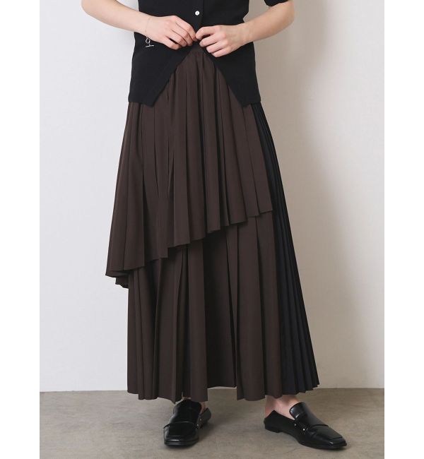 ELENDEEK「COLOR BLOCK PLEATS SK」|スカート|ブラウン