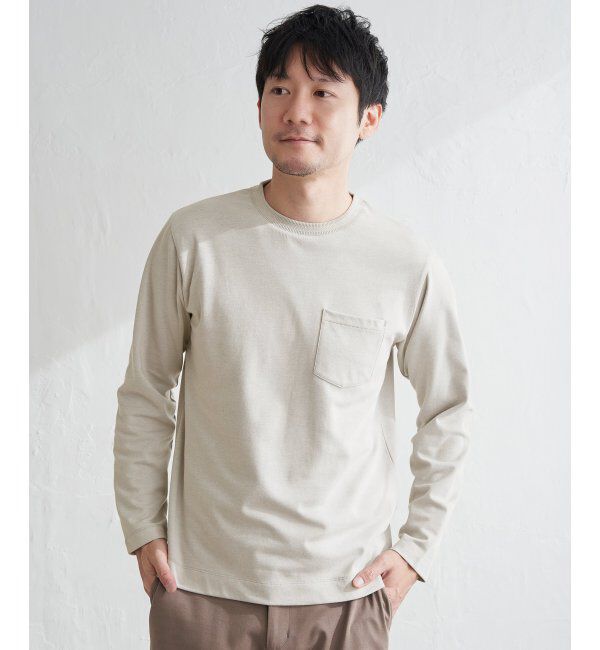 ikka「ライトダンボールWフェイスロンT」|Tシャツ・カットソー|ライトグレー