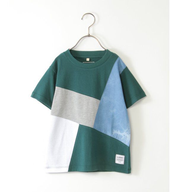 ikka kids「ブリーチデニムブロックスTシャツ（120~160cm）」|Tシャツ・カットソー|ダークグリーン