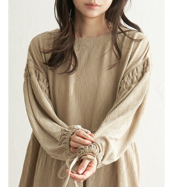VENCE share style「カット楊柳ワンピース」|ワンピース|グレージュ
