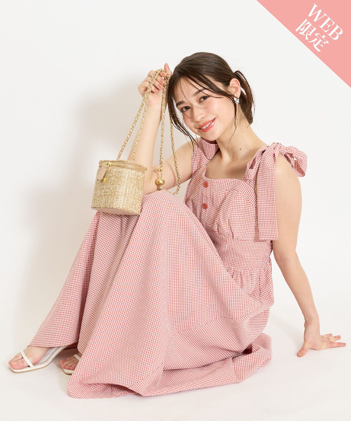 WILLSELECTION「リボンショルダーギャザーワンピース」|ワンピース|赤系チェック