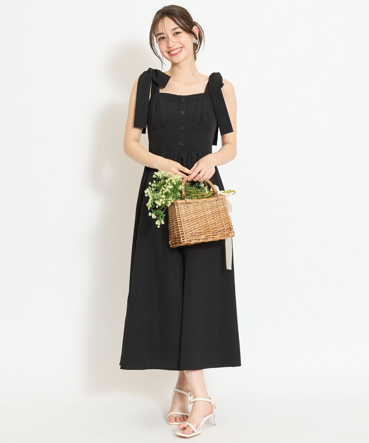 WILLSELECTION「リボンショルダーギャザーワンピース」|ワンピース|ブラック