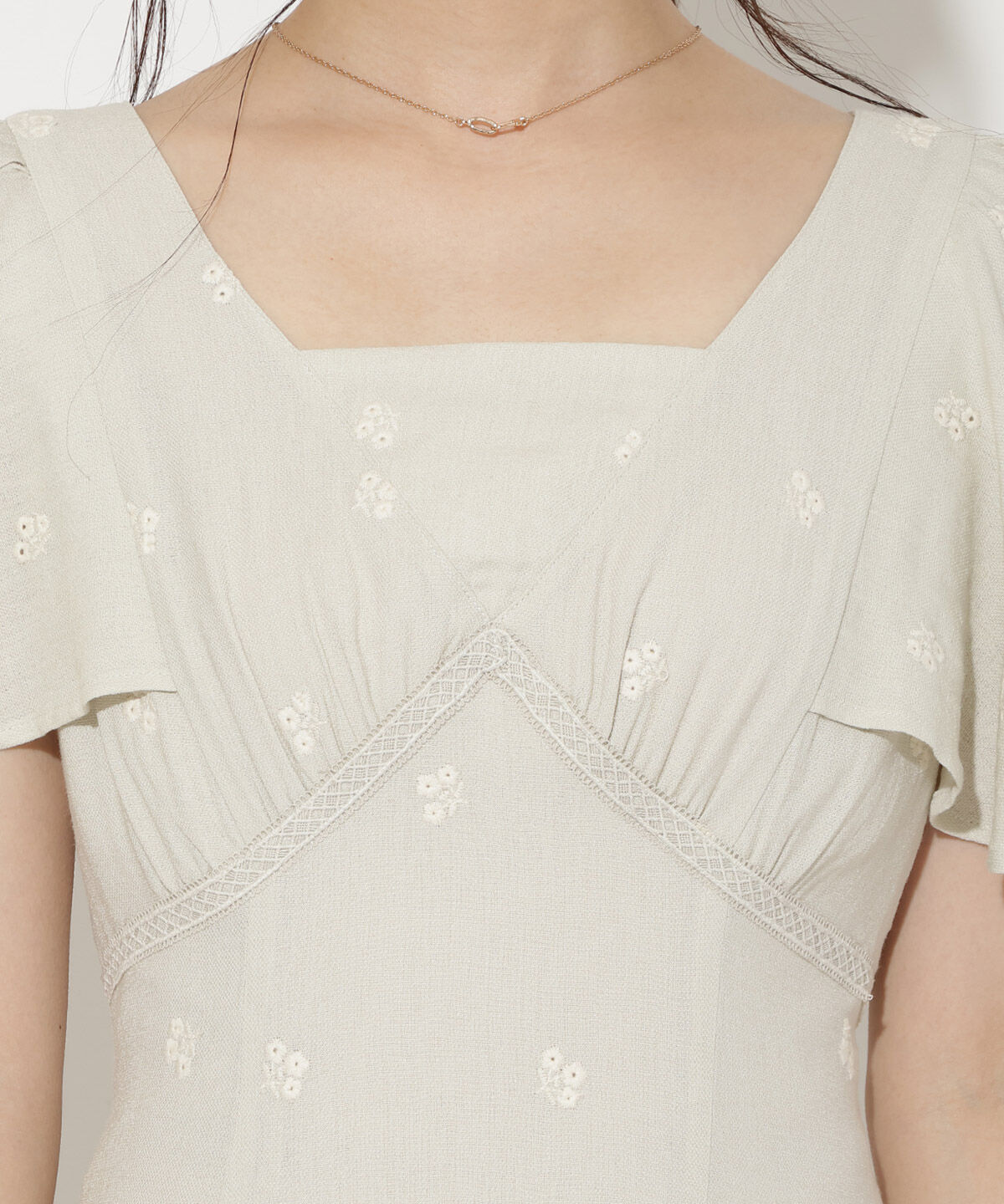 WILLSELECTION「小花刺繍フレアスリーブワンピース」|ワンピース|