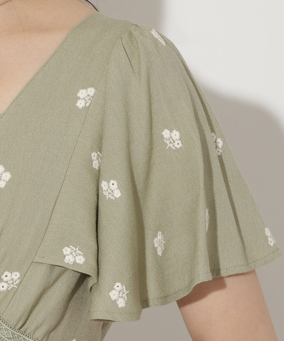 WILLSELECTION「小花刺繍フレアスリーブワンピース」|ワンピース|