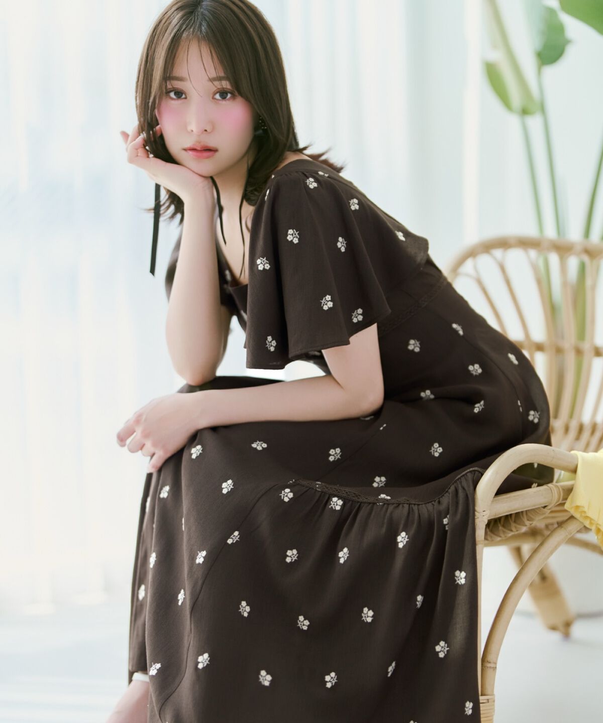 WILLSELECTION「小花刺繍フレアスリーブワンピース」|ワンピース|
