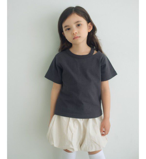 UNITED ARROWS green label relaxing「【WEB限定】ネック スリットTシャツ 100cm-160cm」|Tシャツ・カットソー|DK.GRAY
