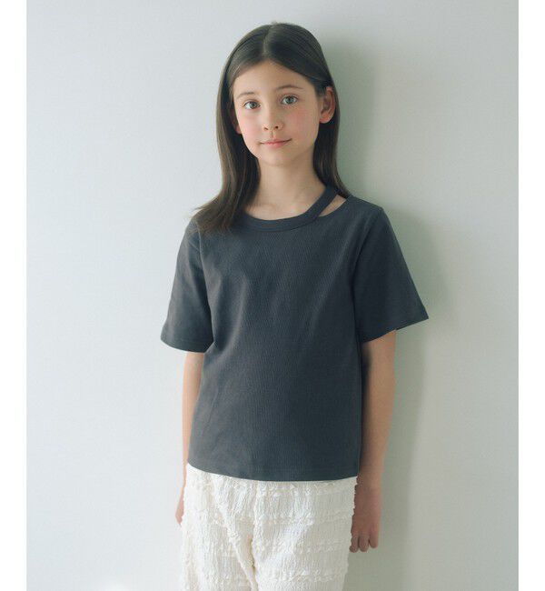 UNITED ARROWS green label relaxing「【WEB限定】ネック スリットTシャツ 100cm-160cm」|Tシャツ・カットソー|