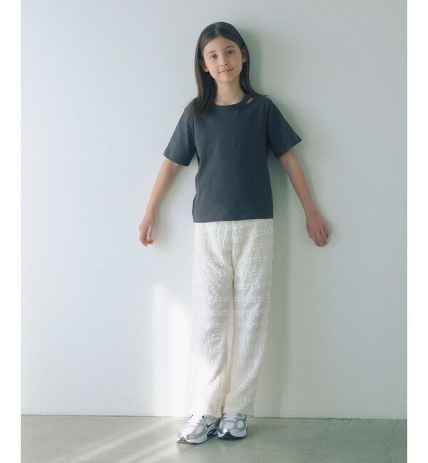 UNITED ARROWS green label relaxing「【WEB限定】ネック スリットTシャツ 100cm-160cm」|Tシャツ・カットソー|
