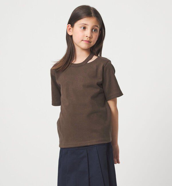 UNITED ARROWS green label relaxing「【WEB限定】ネック スリットTシャツ 100cm-160cm」|Tシャツ・カットソー|