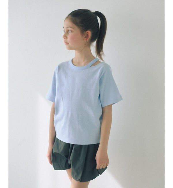 UNITED ARROWS green label relaxing「【WEB限定】ネック スリットTシャツ 100cm-160cm」|Tシャツ・カットソー|LT.BLUE