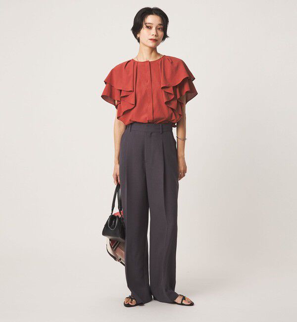 UNITED ARROWS green label relaxing「Breeze Cool  ラッフル ブラウス マシンウォッシャブル 吸水速乾 通気性 UVカット」|シャツ・ブラウス|