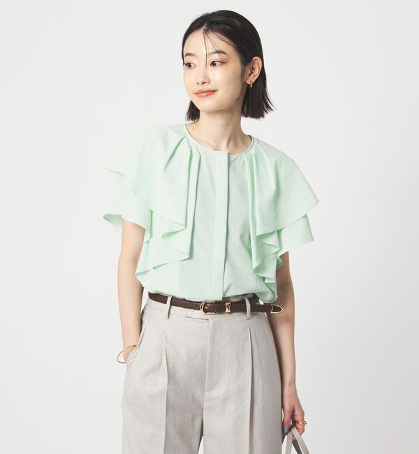UNITED ARROWS green label relaxing「Breeze Cool  ラッフル ブラウス マシンウォッシャブル 吸水速乾 通気性 UVカット」|シャツ・ブラウス|