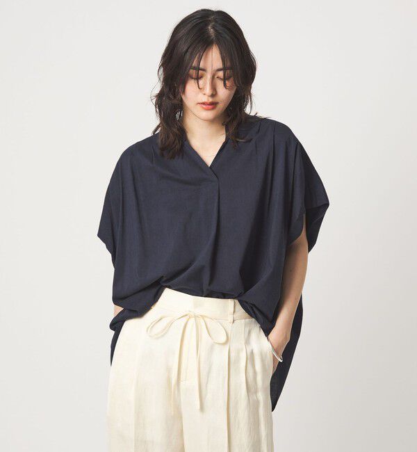 UNITED ARROWS green label relaxing「［size SHORTあり］ショルダー タック スキッパー ブラウス」|シャツ・ブラウス|NAVY