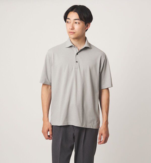UNITED ARROWS green label relaxing「プライムフレックス ドット メッシュ カッタウェイ ビズポロ ポロシャツ -ストレッチ・吸水速乾・通気性-」|ポロシャツ|LT.GRAY