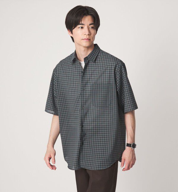 UNITED ARROWS green label relaxing「ウォッシャブル TW サイロ ジャストルーズ チェック柄 半袖 シャツ -通気性・接触冷感-」|シャツ・ブラウス|