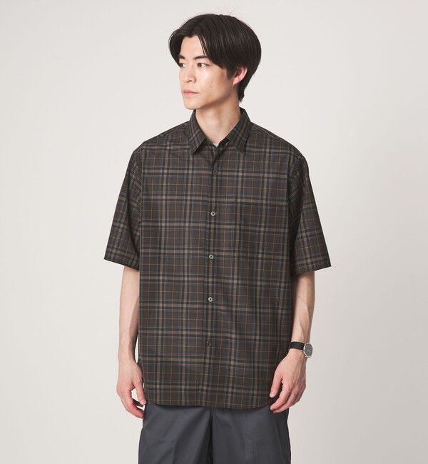 UNITED ARROWS green label relaxing「ウォッシャブル TW サイロ ジャストルーズ チェック柄 半袖 シャツ -通気性・接触冷感-」|シャツ・ブラウス|