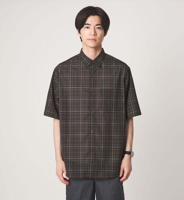 UNITED ARROWS green label relaxing「ウォッシャブル TW サイロ ジャストルーズ チェック柄 半袖 シャツ -通気性・接触冷感-」|シャツ・ブラウス|