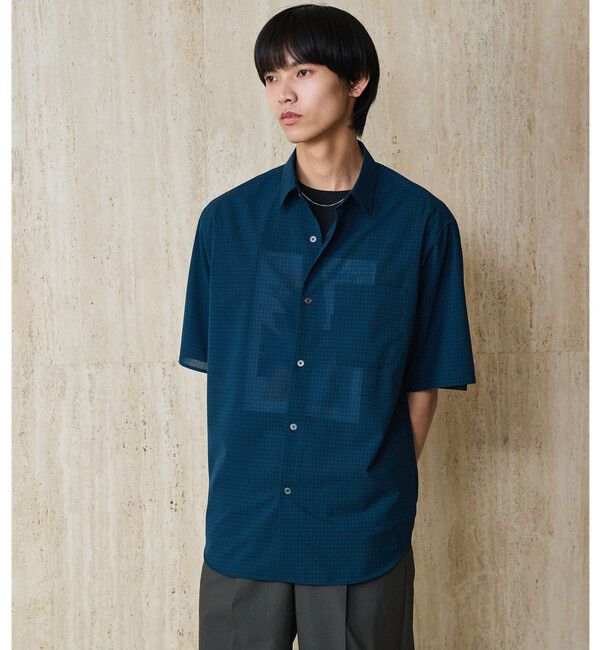 UNITED ARROWS green label relaxing「ウォッシャブル TW サイロ ジャストルーズ チェック柄 半袖 シャツ -通気性・接触冷感-」|シャツ・ブラウス|DK.GREEN